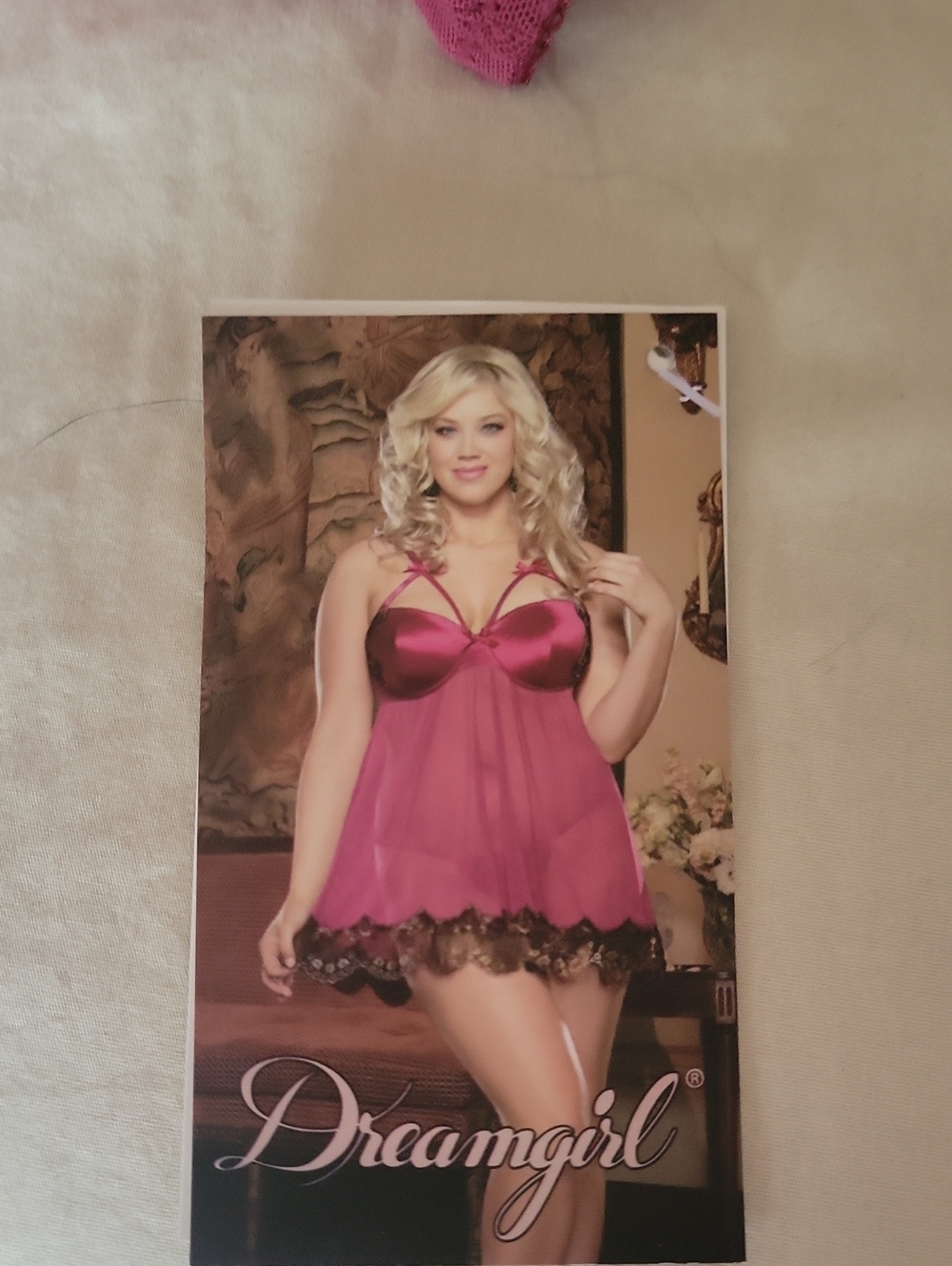 Dreamgirl Fuchsia Plus-Size Satin & Sheer Babydoll Chemise